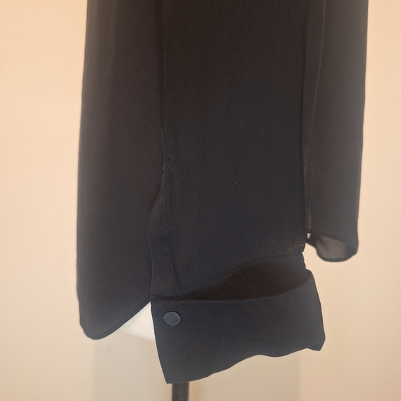 T by Alexander Wang Silk Combo Blouse Black SZ S - Picture 5 of 10